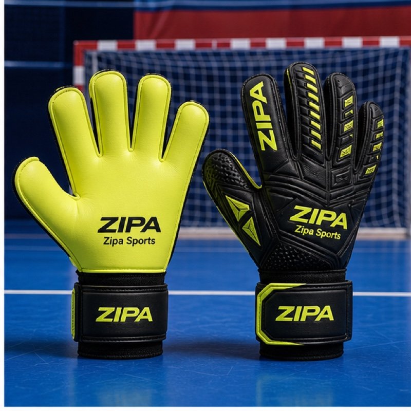 Custom futsal goalkeeper gloves with indoor grip latex palm manufactured by ZipaSports