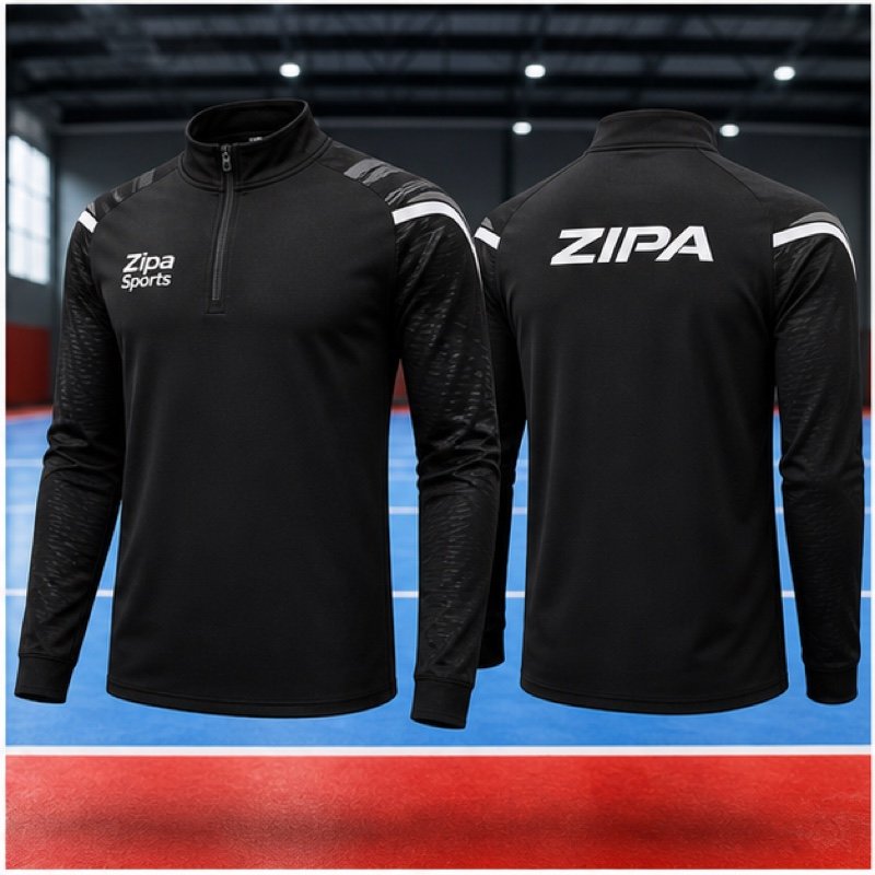 Custom quarter-zip futsal training top manufactured by ZipaSports