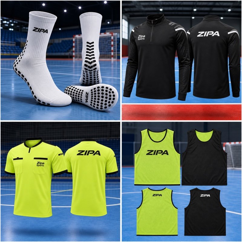 Custom futsal referee shirts in pin-dot polyester manufactured by ZipaSports