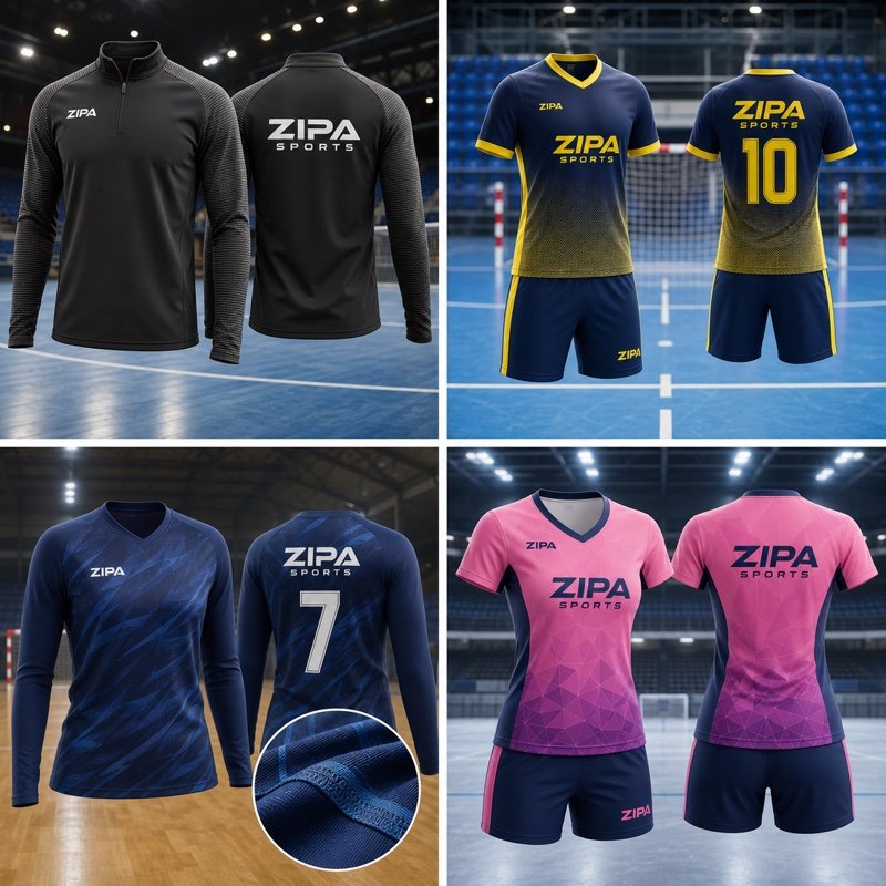 Custom long sleeve futsal jerseys in polyester micro-mesh manufactured by ZipaSports