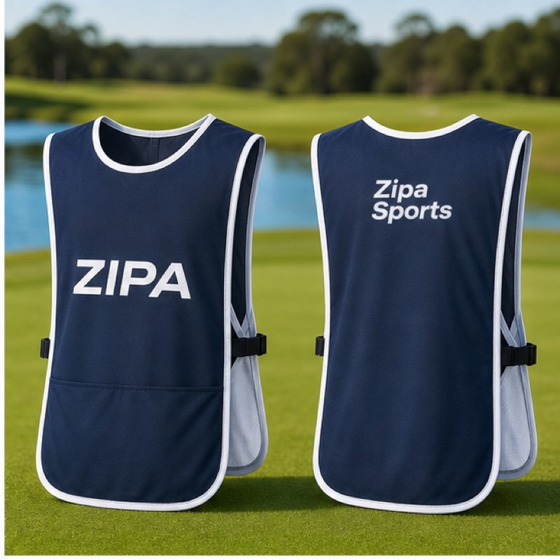Custom tournament caddie bib manufactured by ZipaSports