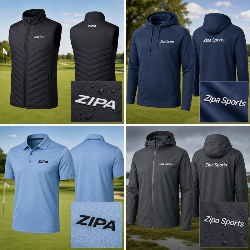 Custom golf polo shirt with embroidered club crest manufactured by ZipaSports