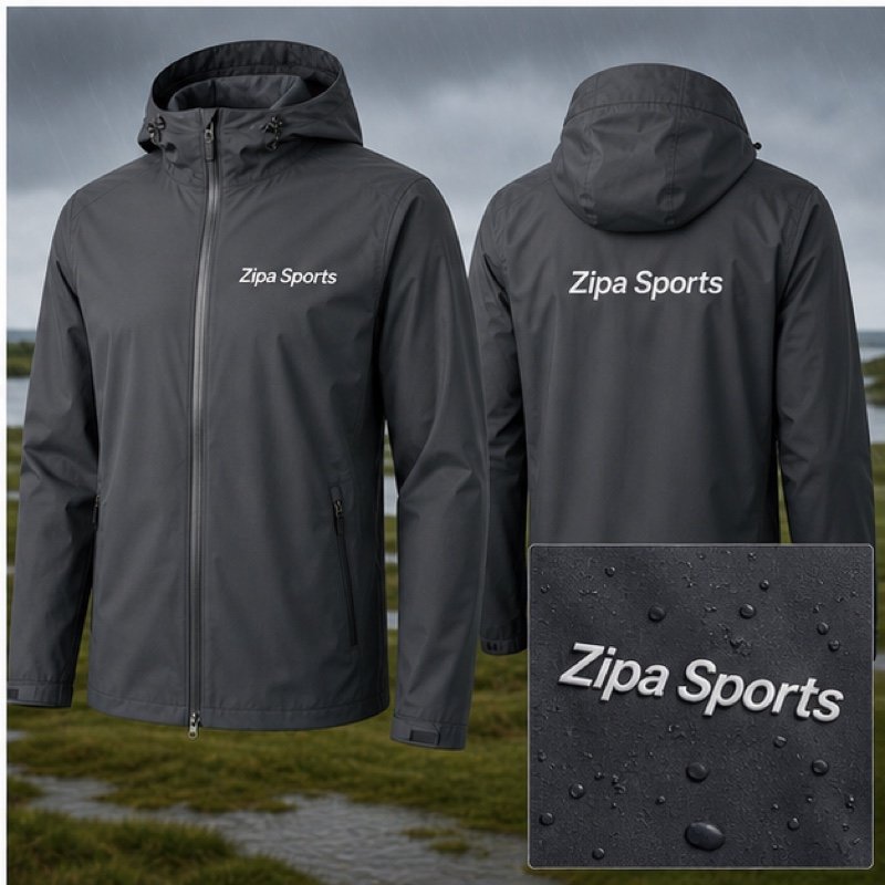 Custom golf rain jacket manufactured by ZipaSports