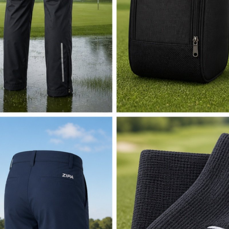Custom golf rain over-trousers manufactured by ZipaSports