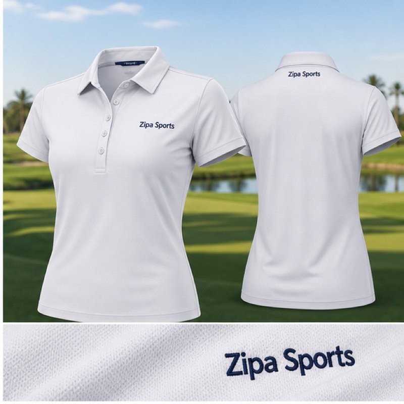 Custom women's golf polo shirt manufactured by ZipaSports