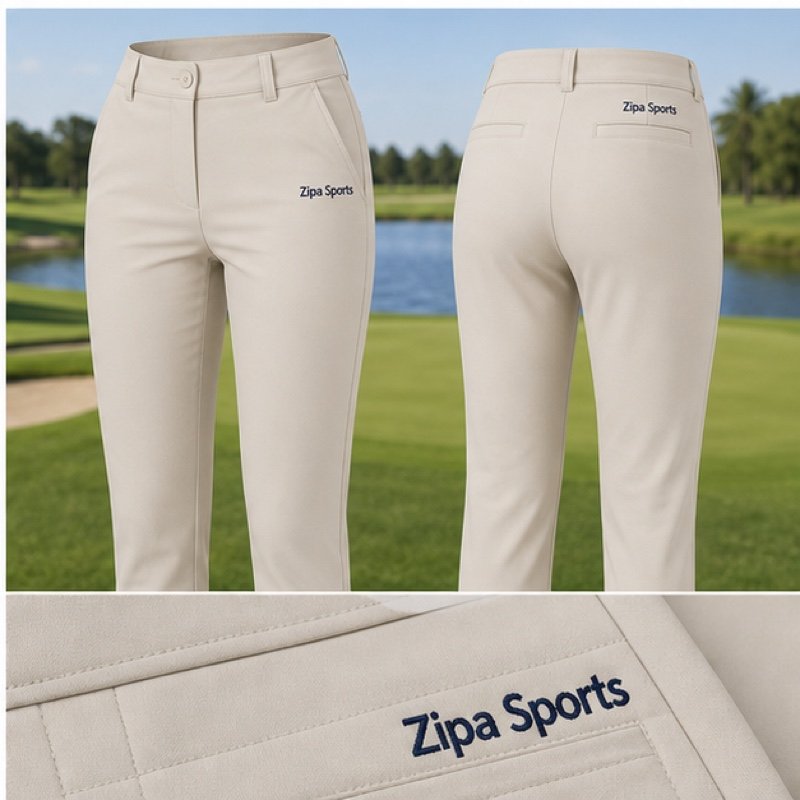 Custom women's golf trousers manufactured by ZipaSports