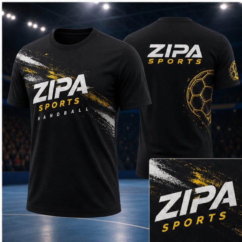 Custom handball supporter t-shirt with printed club crest manufactured by ZipaSports