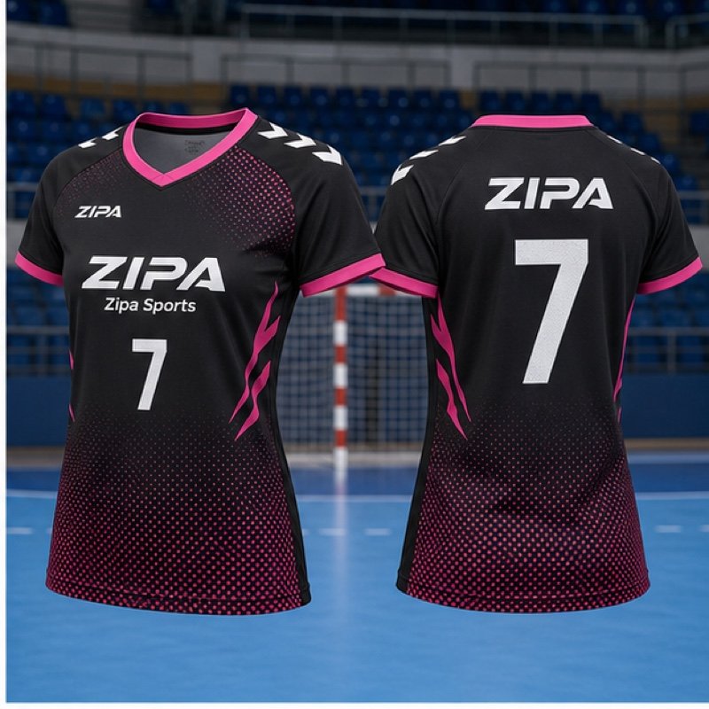 Custom women's handball jersey with sublimated shoulder panels manufactured by ZipaSports