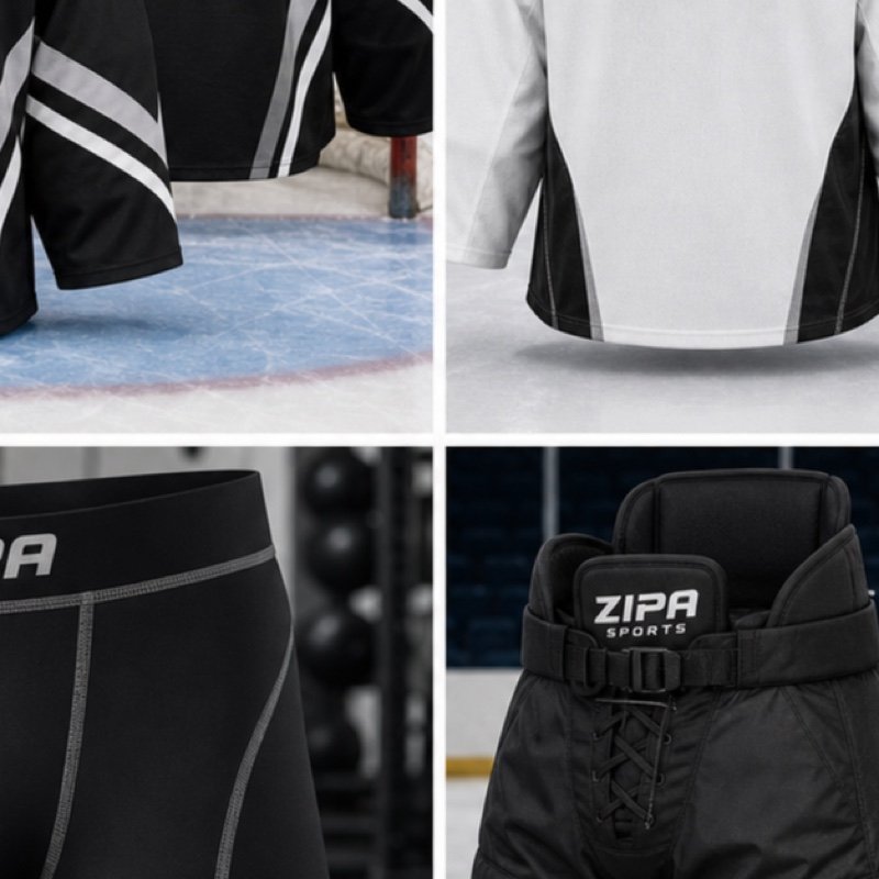 Custom ice hockey goalie cut jersey with tackle twill numbers manufactured by ZipaSports
