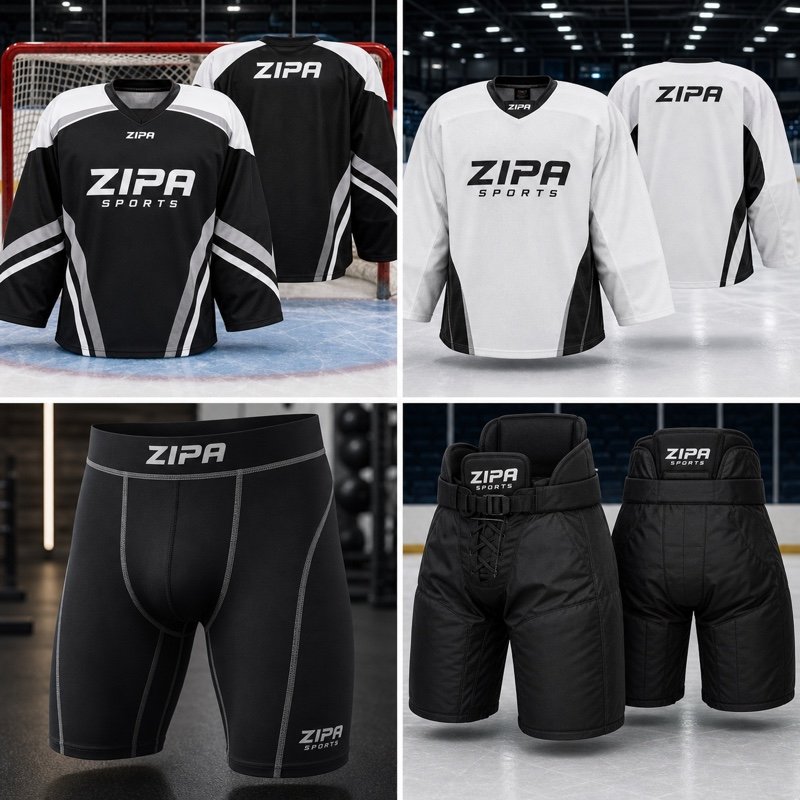 Custom ice hockey compression shorts with sock hook tabs manufactured by ZipaSports