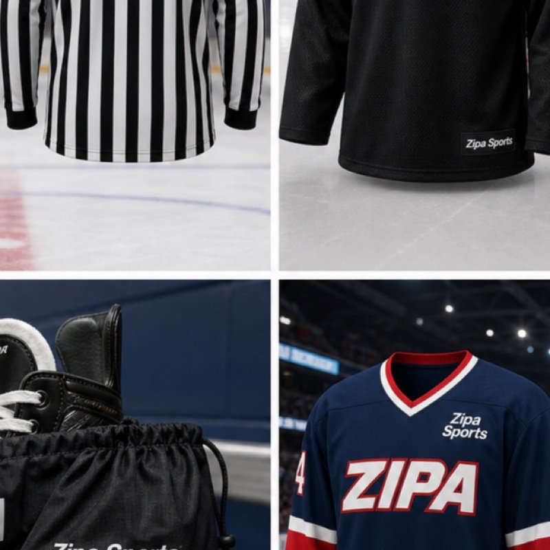 Custom ice hockey referee jersey with striped body manufactured by ZipaSports