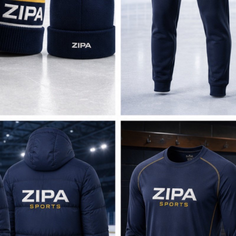 Custom knitted ice hockey team beanie with embroidered crest manufactured by ZipaSports