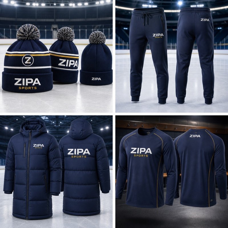 Custom ice hockey team puffer parka manufactured by ZipaSports