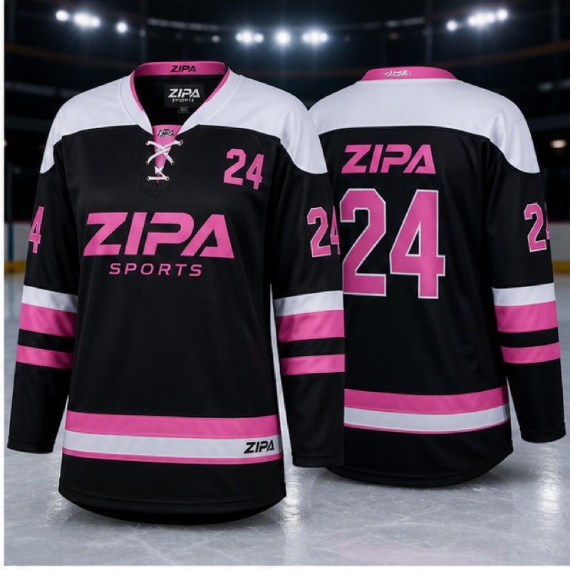 Custom women's ice hockey game jersey manufactured by ZipaSports