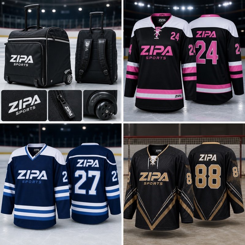 Custom youth ice hockey game jersey manufactured by ZipaSports