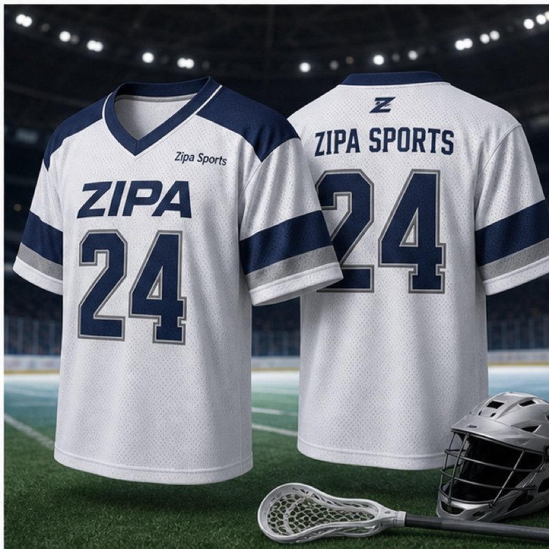 Custom sublimated lacrosse game jersey with team numbers manufactured by ZipaSports