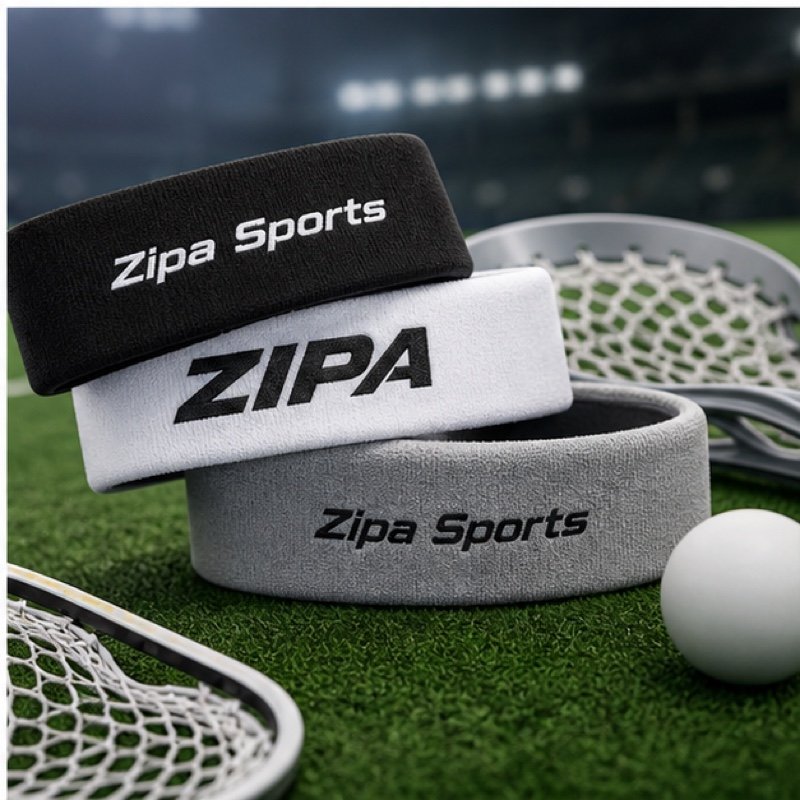 Custom lacrosse headband with silicone non-slip strip manufactured by ZipaSports
