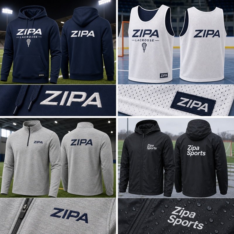 Custom lacrosse quarter-zip pullover manufactured by ZipaSports