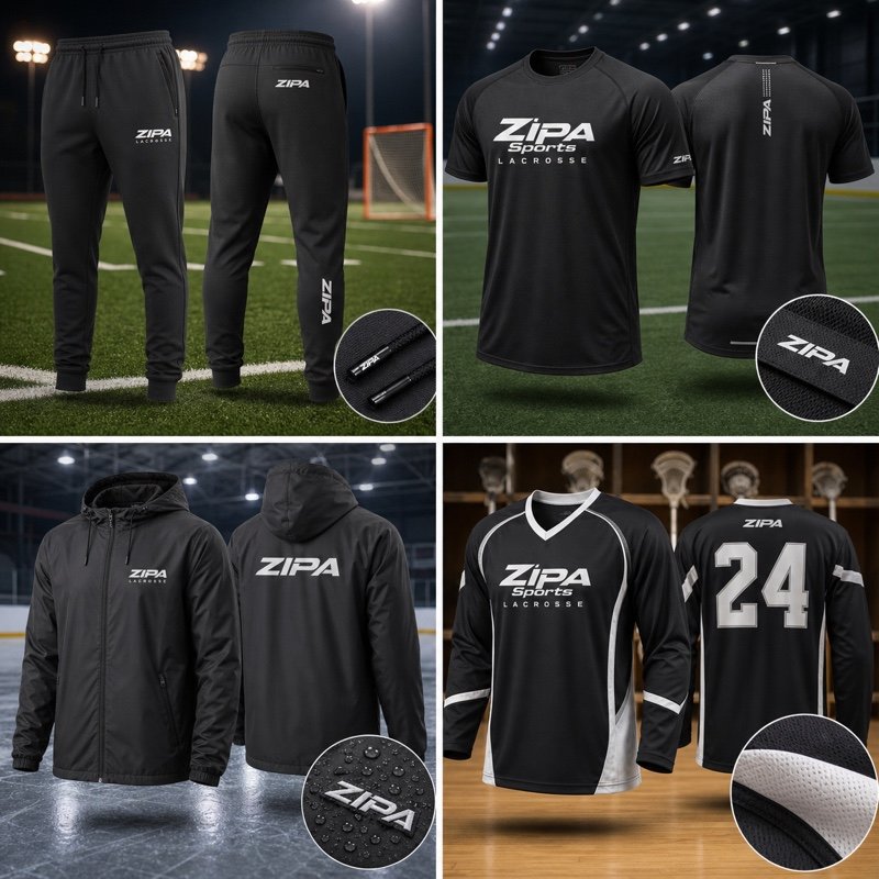 Custom lacrosse warm-up jacket in brushed tricot manufactured by ZipaSports
