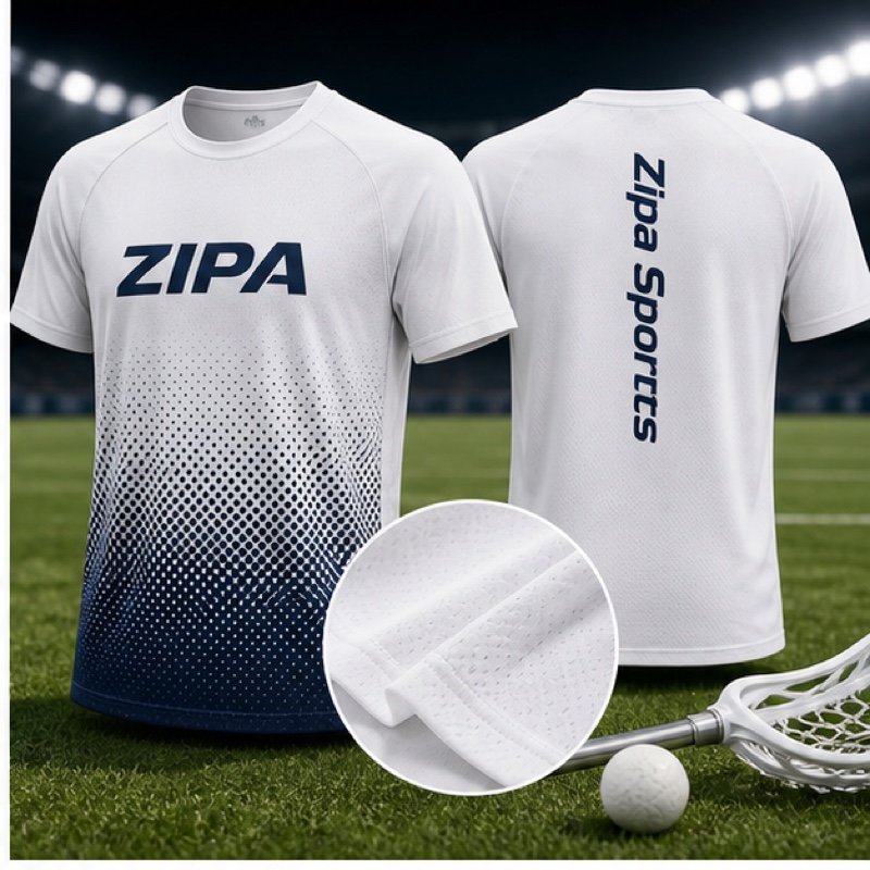 Custom sublimated lacrosse shooter shirt with team graphics manufactured by ZipaSports