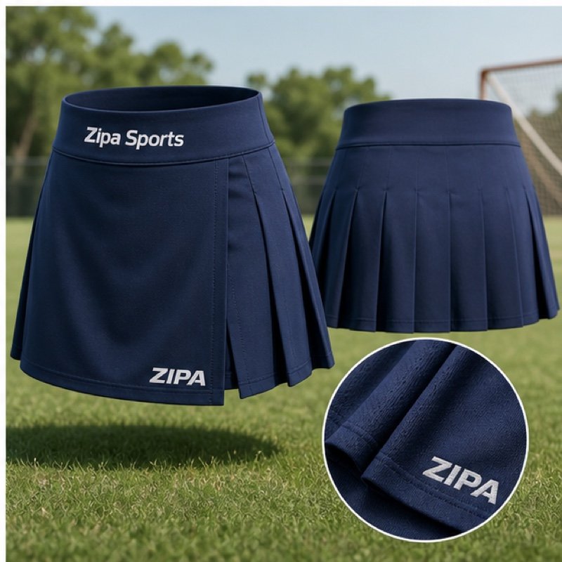 Custom women's lacrosse kilt with attached compression short manufactured by ZipaSports