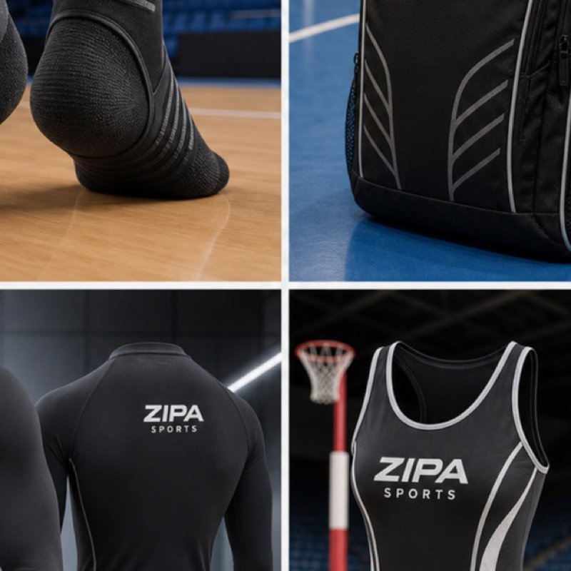 Custom netball ankle support sleeve with webbing straps manufactured by ZipaSports