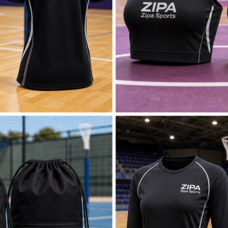 Custom netball coach polo with embroidered club crest manufactured by ZipaSports