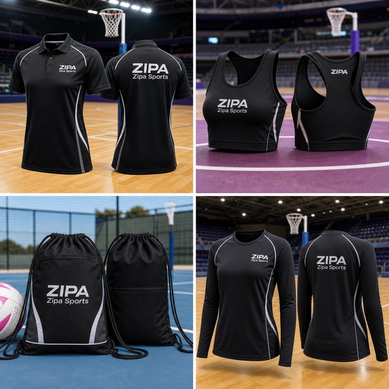 Custom netball drawstring gymsack with printed club crest manufactured by ZipaSports