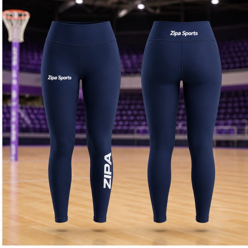 Custom netball team leggings manufactured by ZipaSports