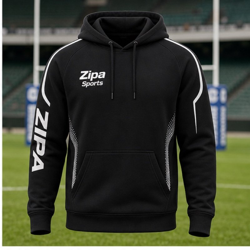 Custom rugby club hoodie manufactured by ZipaSports