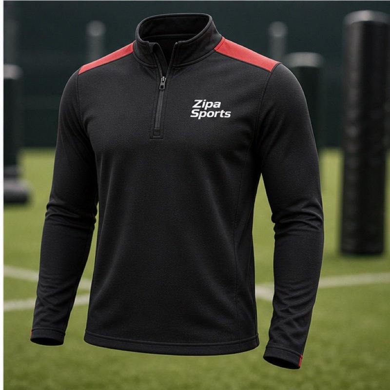 Custom rugby quarter-zip midlayer top manufactured by ZipaSports