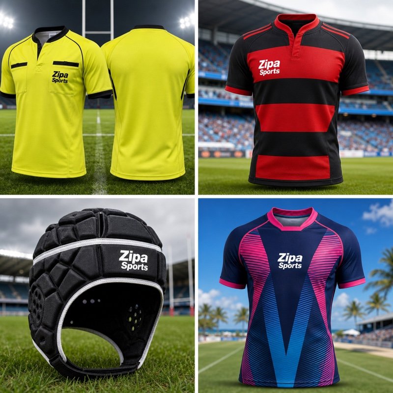 Custom rugby scrum cap with sublimated stretch panels manufactured by ZipaSports