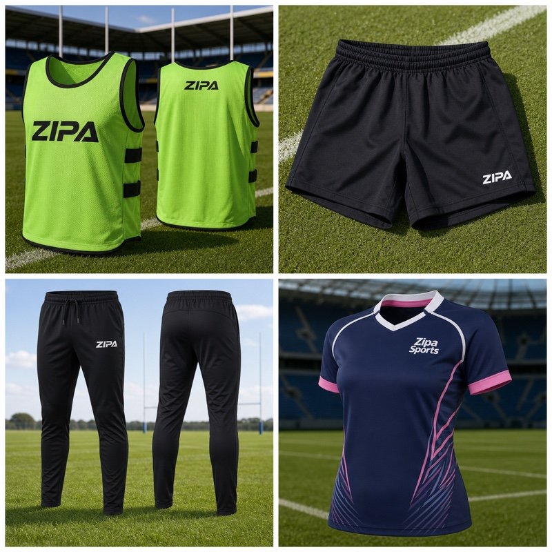 Custom rugby training trousers manufactured by ZipaSports