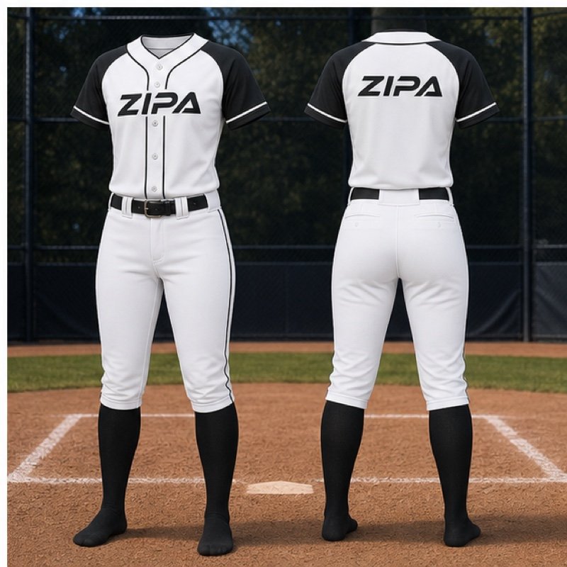 Custom fastpitch softball uniform set with sublimated jersey and pants manufactured by ZipaSports