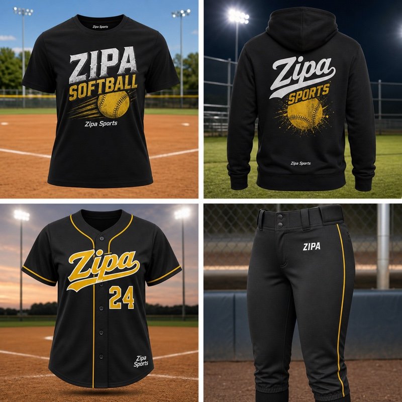 Custom sublimated softball jersey with team name and numbers manufactured by ZipaSports