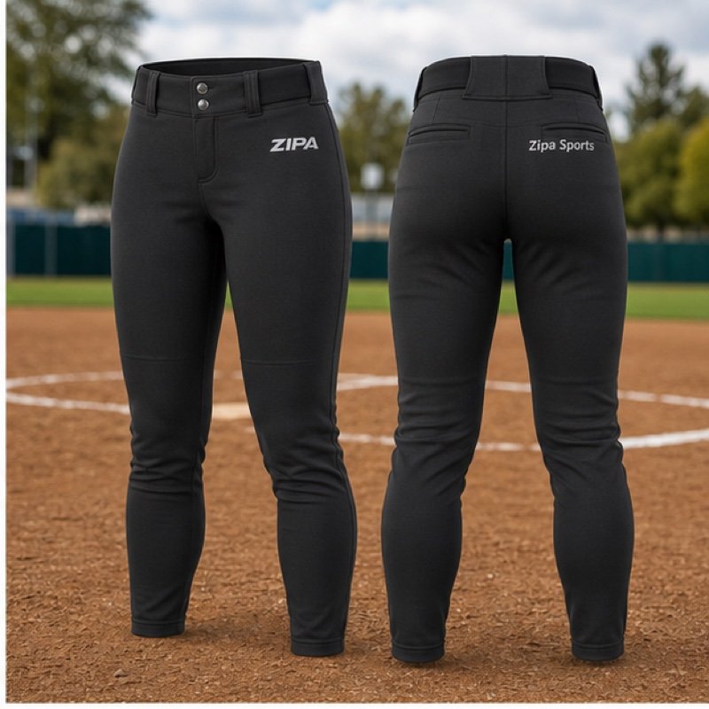 Custom softball pants with double-layer knees manufactured by ZipaSports
