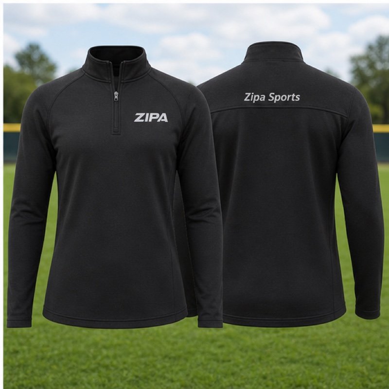 Custom softball quarter-zip team pullover manufactured by ZipaSports