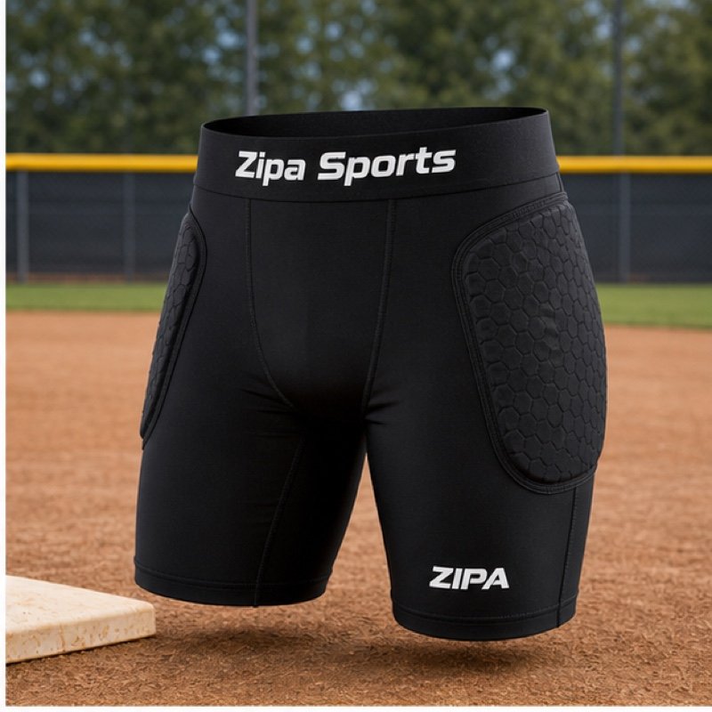 Custom softball compression sliding shorts with abrasion panels manufactured by ZipaSports