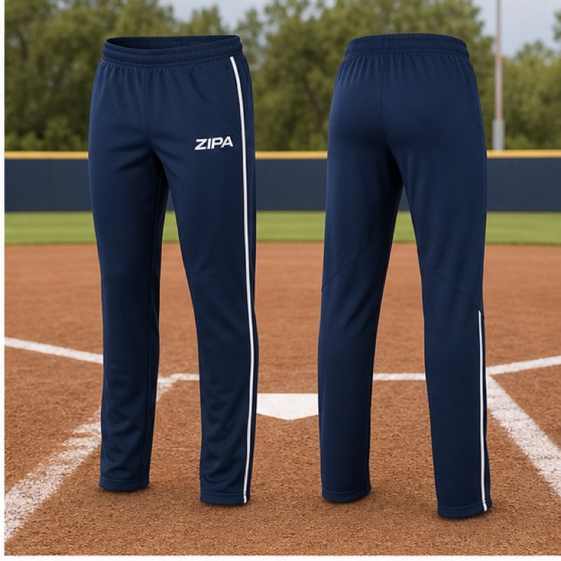 Custom softball team warm-up pants manufactured by ZipaSports