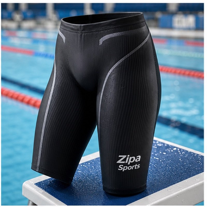 Custom competition swimming kneeskin in compressive tricot manufactured by ZipaSports