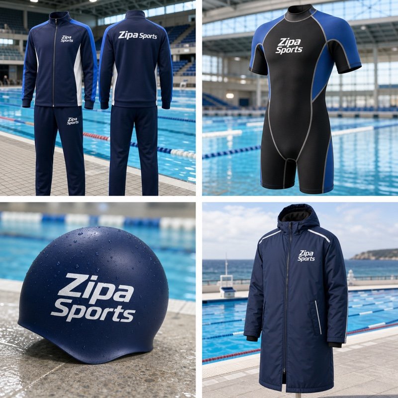 Custom printed silicone swim cap with club logo on both sides manufactured by ZipaSports