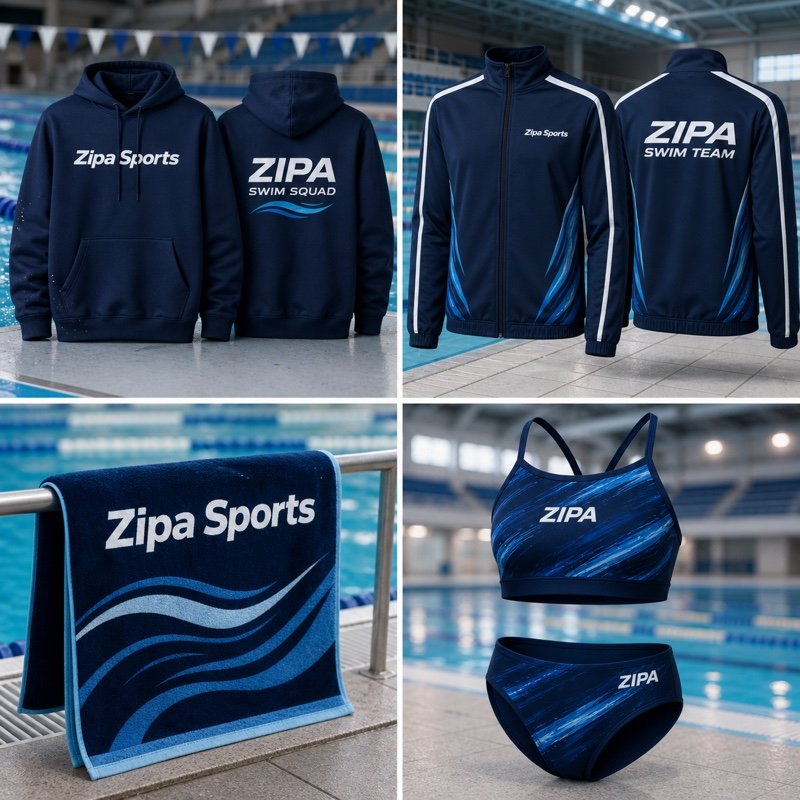 Custom sublimated microfibre swim towel with club artwork manufactured by ZipaSports
