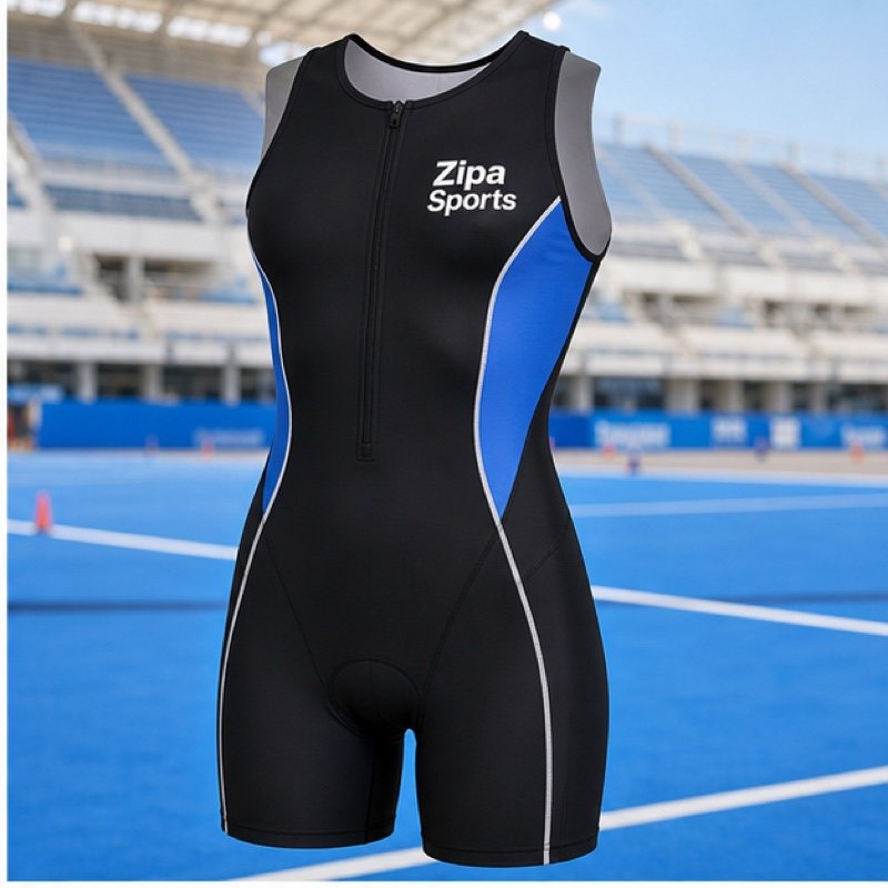 Custom one-piece triathlon trisuit manufactured by ZipaSports