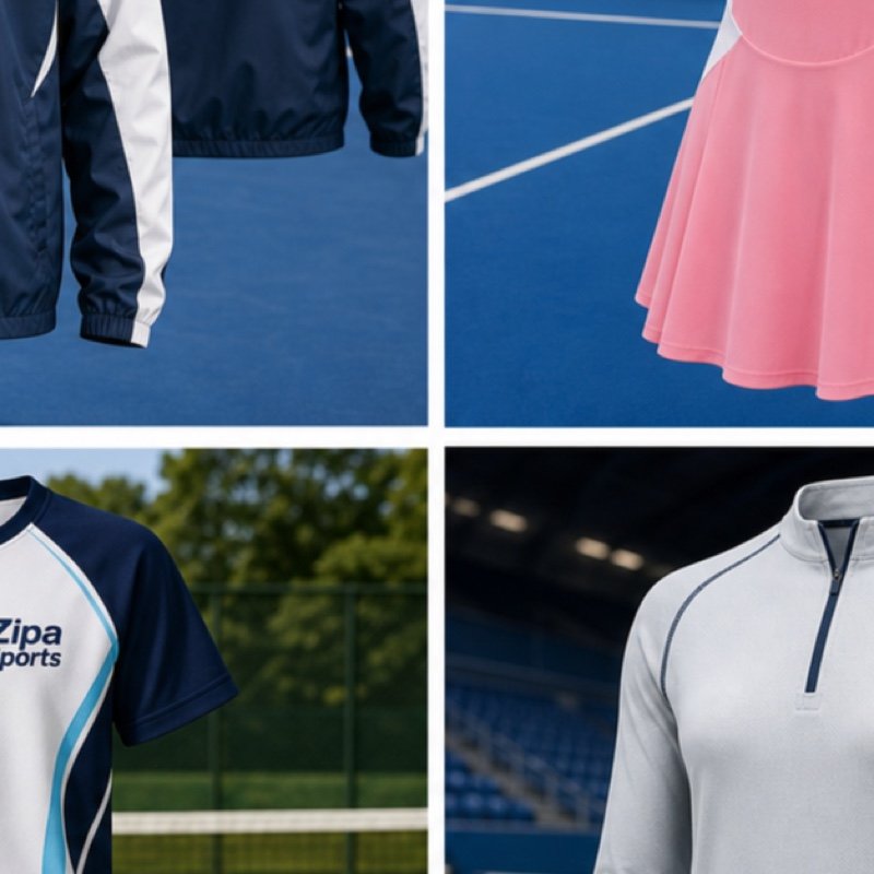 Custom tennis court windshirt with half-zip placket manufactured by ZipaSports