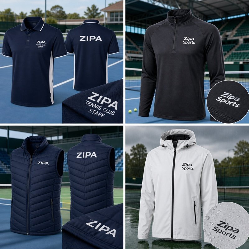 Custom tennis gilet bodywarmer manufactured by ZipaSports