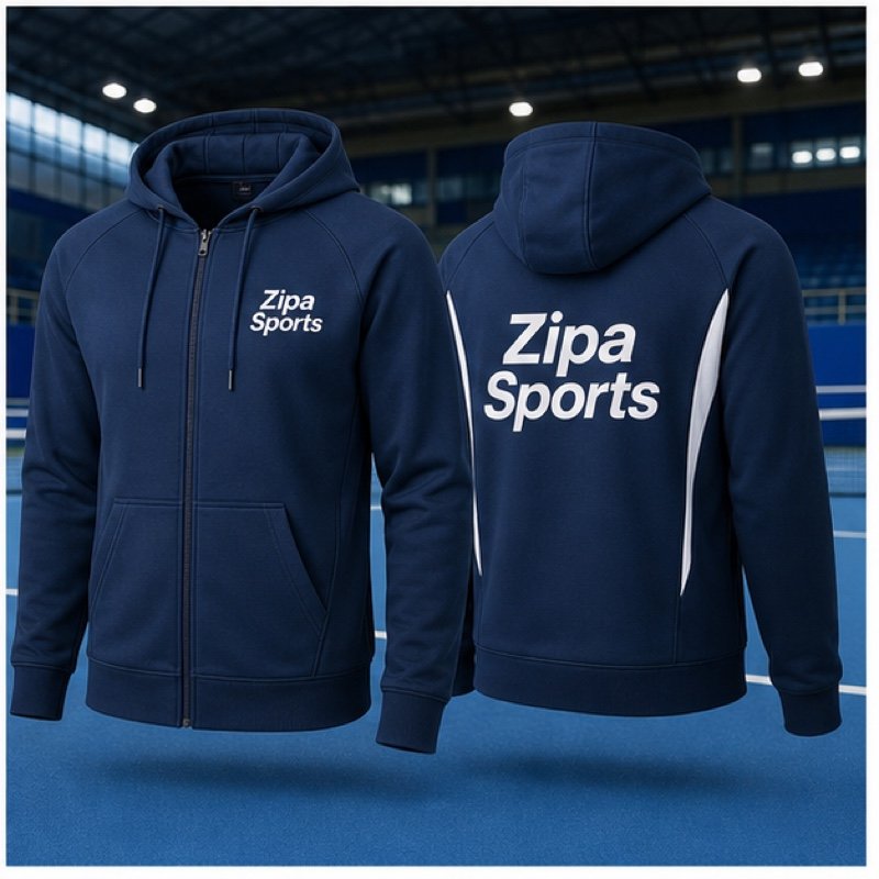 Custom tennis team hoodie manufactured by ZipaSports