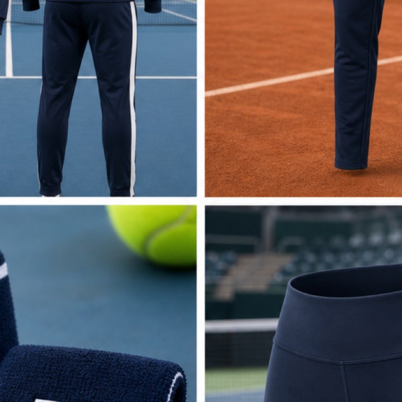 Custom tennis tracksuit with embroidered club crest and tapered pants manufactured by ZipaSports