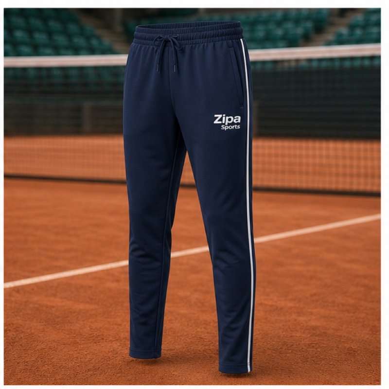 Custom tennis warm-up trousers manufactured by ZipaSports