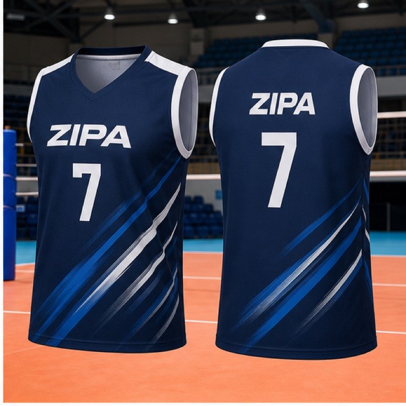 Custom sleeveless volleyball vest with sublimated side panels manufactured by ZipaSports