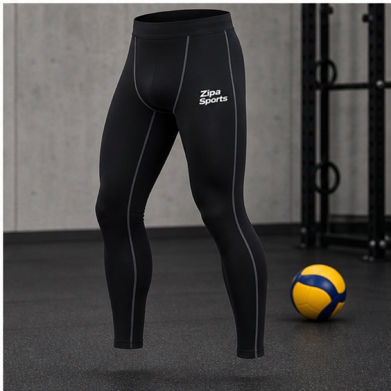 Custom volleyball compression tights manufactured by ZipaSports